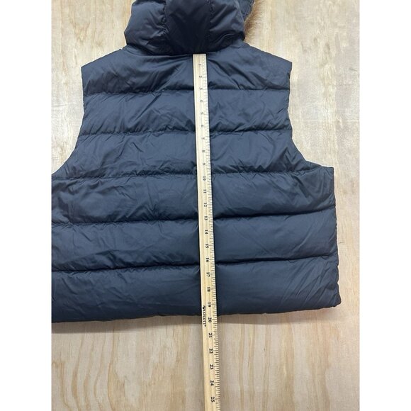 Gap Puffer Vest Down Filled Women’s XL (Removable Fur) Hood Black Buttons Snaps - Picture 5 of 6